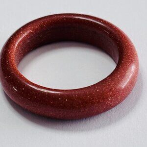Red Goldstone Glitter Band Ring Chunky Sparkle Statement Size 7